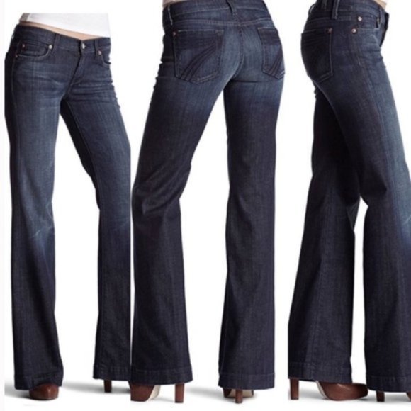 7 For All Mankind Dojo Flare, Blue 7 Pocket, Made in USA, 31x34, NWT $229 MSRP - Picture 1 of 13